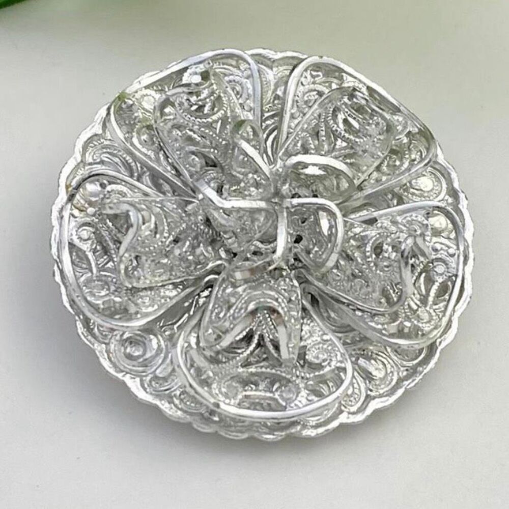 Vintage, Western Germany Filigree Flower Silver Toned Scarf Clip Vintage